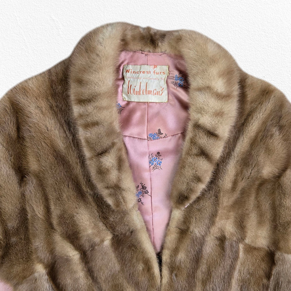 1940s Vintage Mink Fur Capelet Shrug Satin Lined Hollywood Glam Wrap Medium Fit - Picture 3 of 10